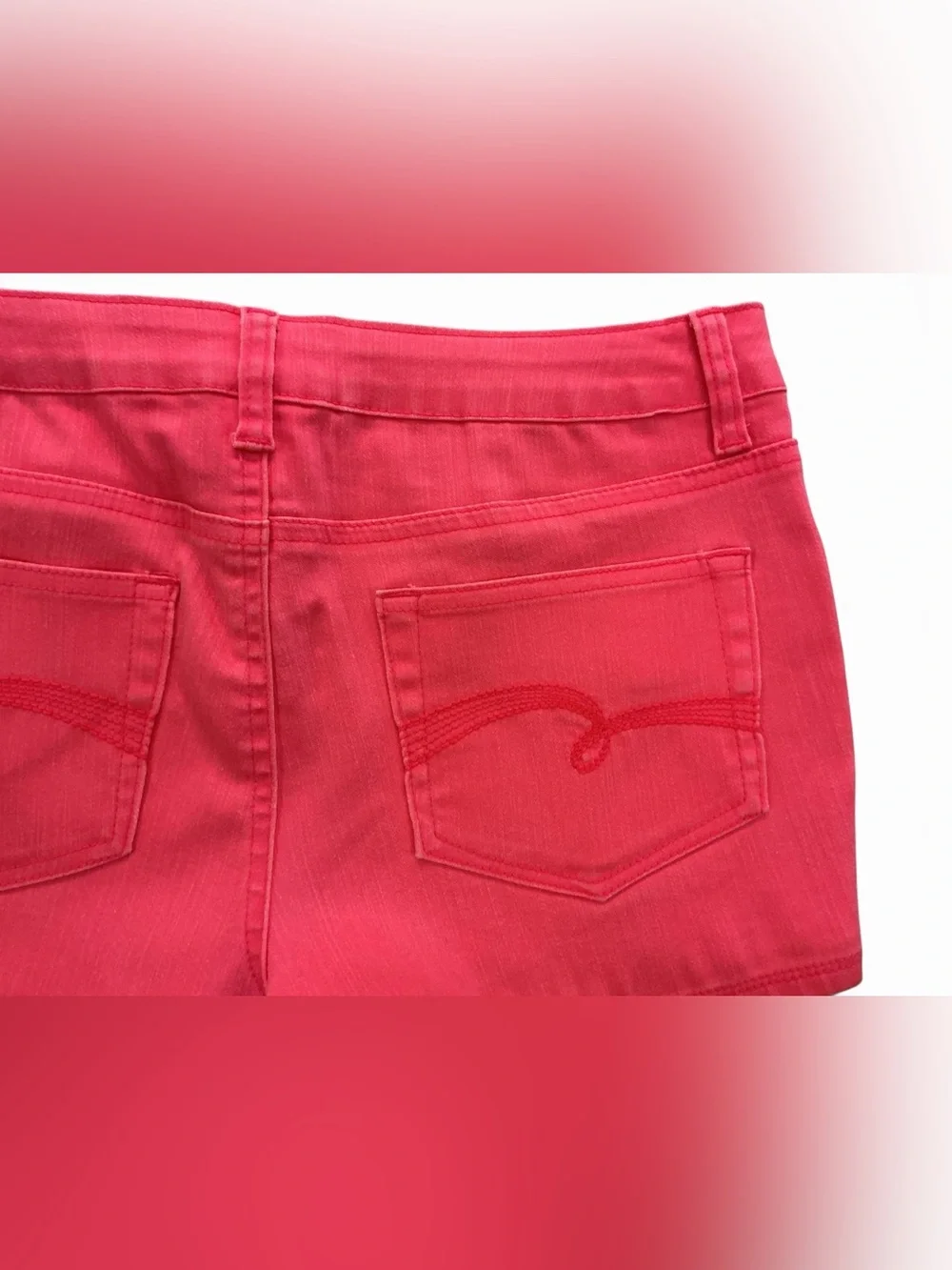 Justice Girls Pink Twill Denim Shorts Size 14.5 Plus Stretch Mid Rise NWT